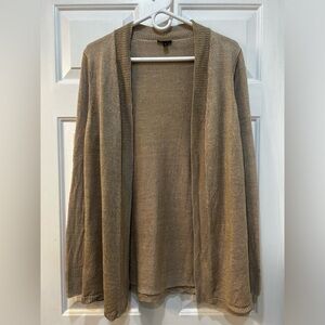Talbots 100% Linen Open-Front Cardigan Sweater Size L Beachy Layering Capsule